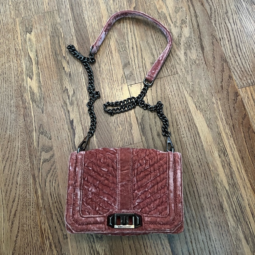 Rebecca Minkoff Pink Love Velvet Chevron Crossbody Bag